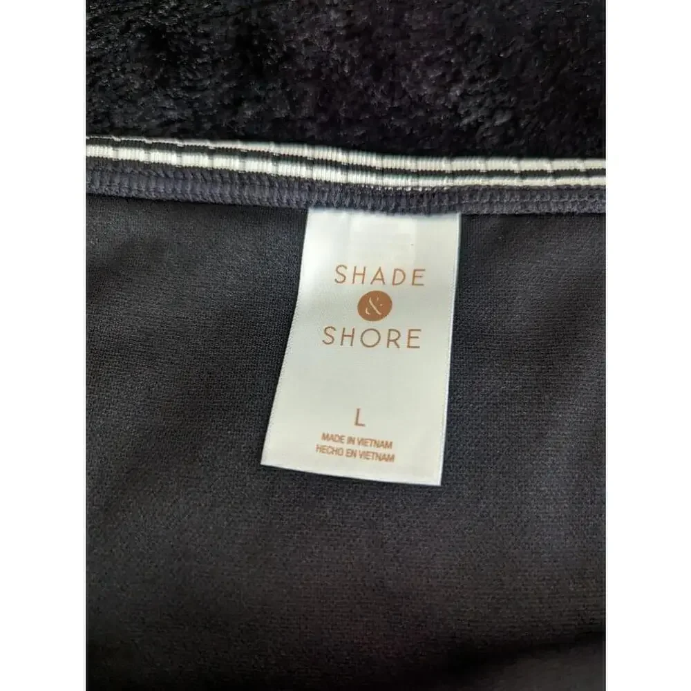 NWT Shade & Shore Black/White High Waist Medium Coverage Bikini Bottom L